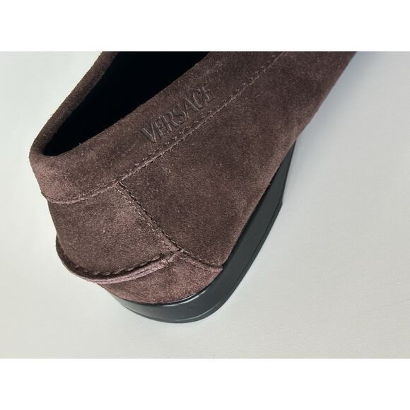 VERSACE Gold Medusa Men's Brown Suede Driver Shoes 11 US (44 Euro) 1009707 NIB - Picture 7 of 16